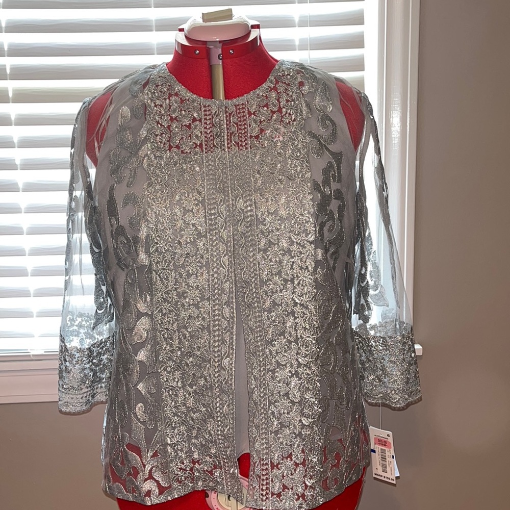 Silver Formal Blouse New With Tags